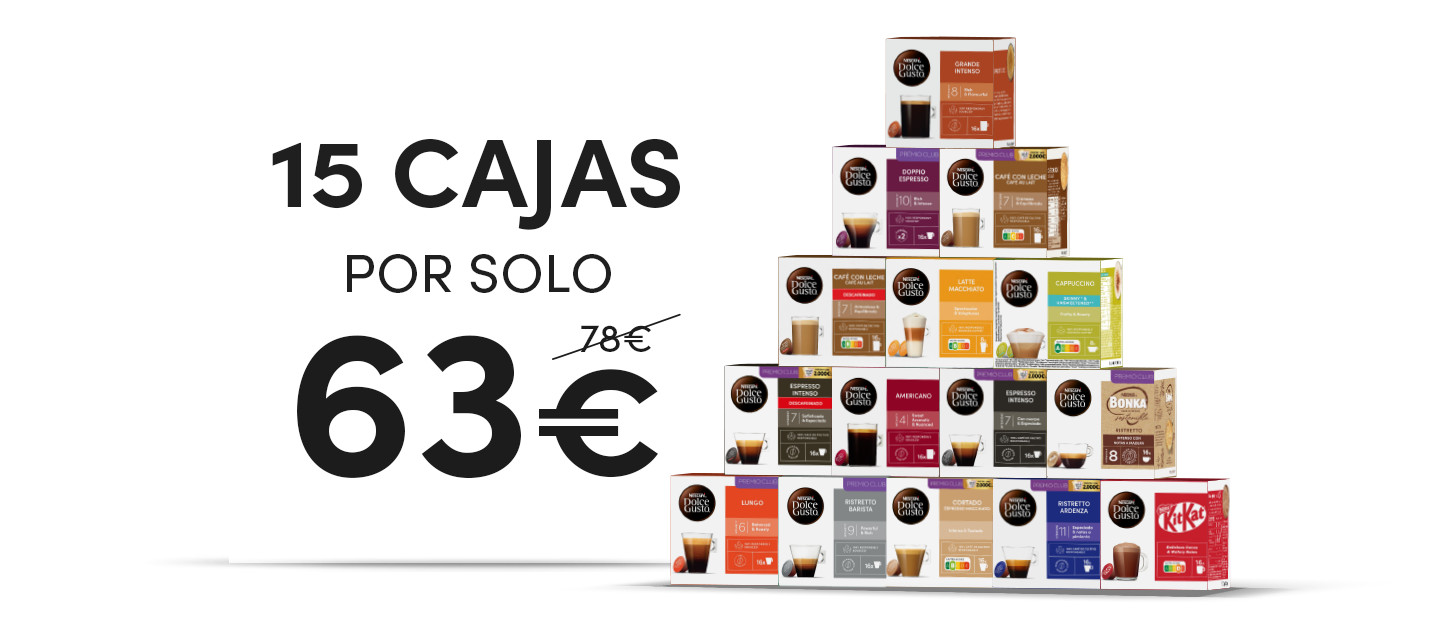 Elige tus 15 cajas de cápsulas favoritas por solo 63€ header image