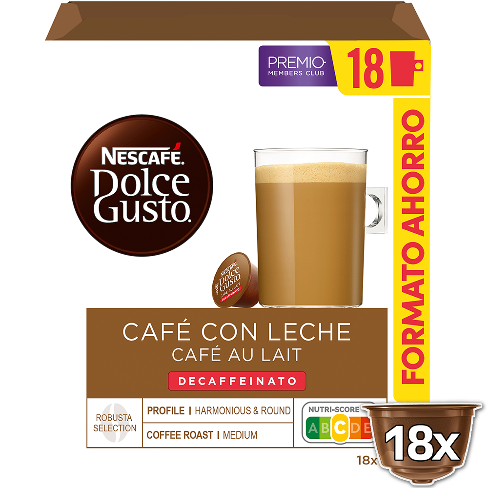 Café con Leche descafeinado 18 cápsulas