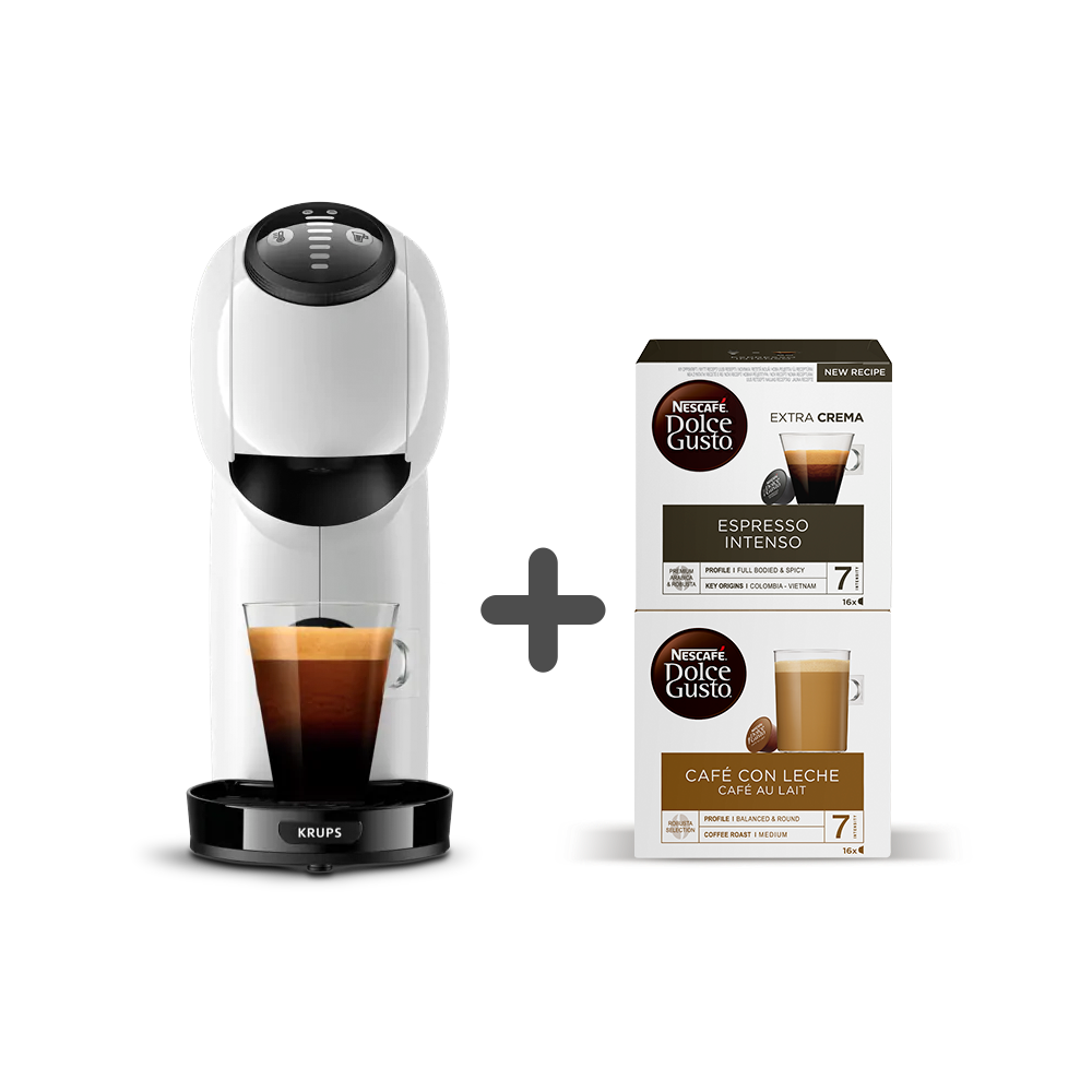 Combo Genio S Krups Blanca + Espresso Intenso + Café con leche 79€