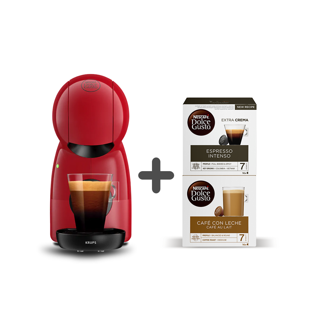 Combo Piccolo XS Krups Roja + Café con Leche + Espresso Intenso