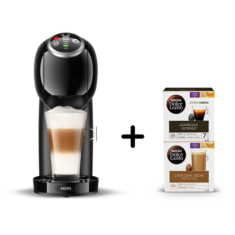 Combo Genio S Plus Krups Negra + Espresso Intenso + Café con Leche 79€