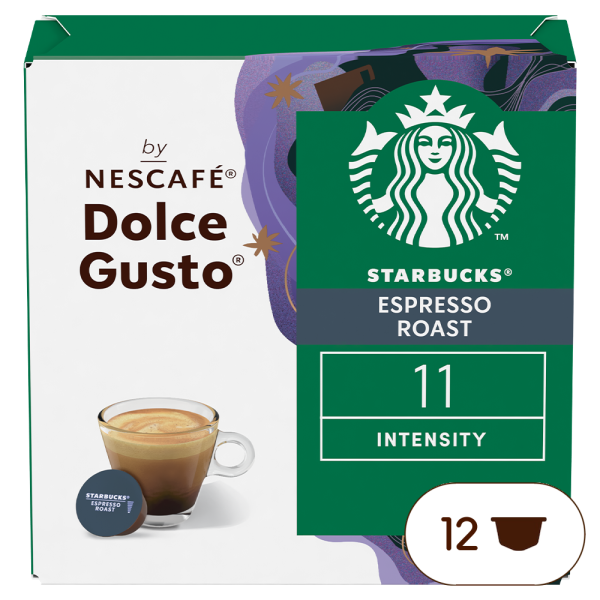 Caja de 12  cápsulas Starbucks® Espresso Roast 12 Cápsulas de NESCAFÉ Dolce Gusto