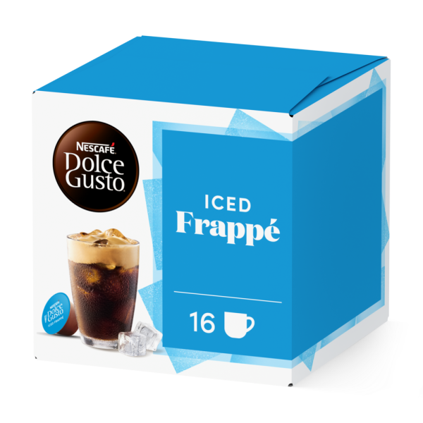 pack of iced frappé capsules front view
