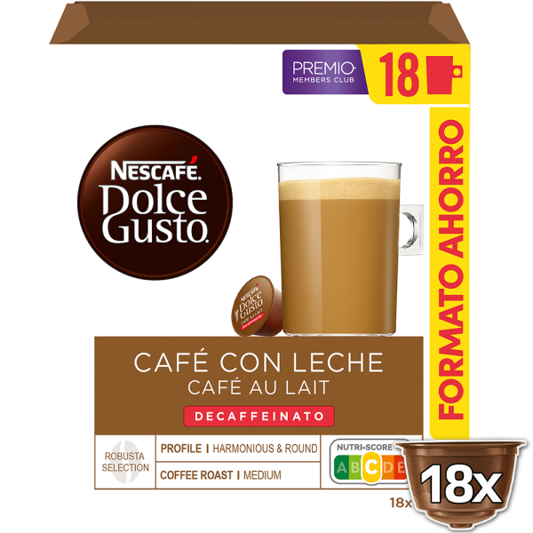 Café con Leche descafeinado 18 cápsulas
