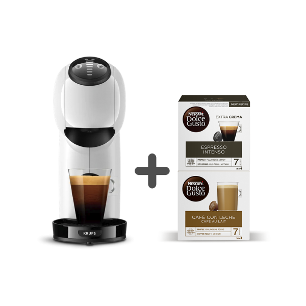 Combo Genio S Krups Blanca + Espresso Intenso + Café con leche 79€