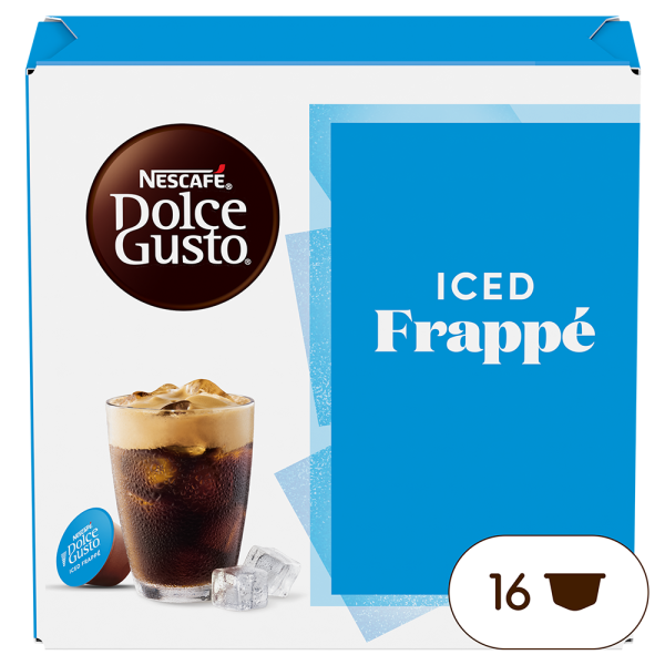 pack of iced frappé capsules front view