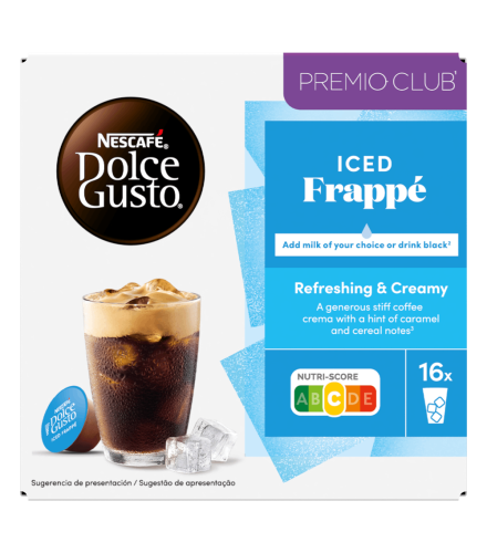 pack of iced frappé capsules front view