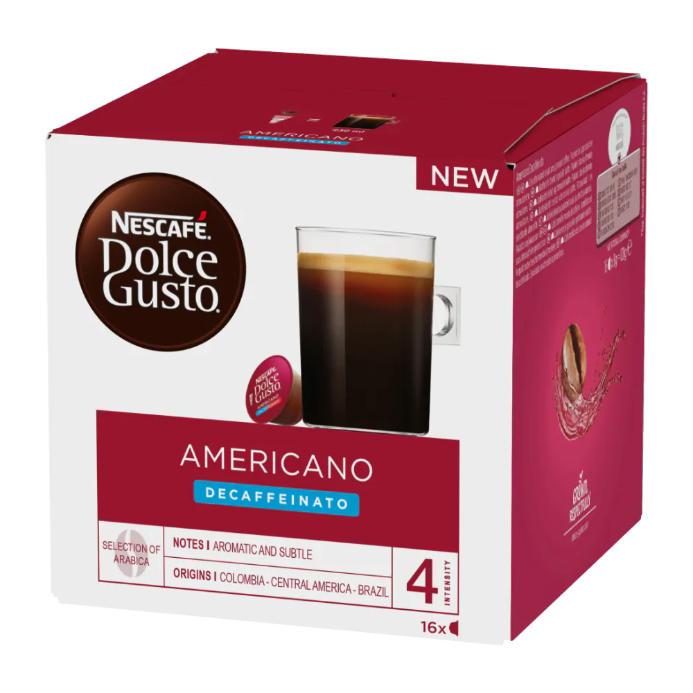 Caja de 16 cápsulas Nescafé Dolce Gusto Americano descafeinado
