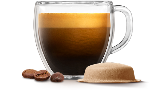 Taza con caf&eacute; espresso descafeinado y c&aacute;psula Neo