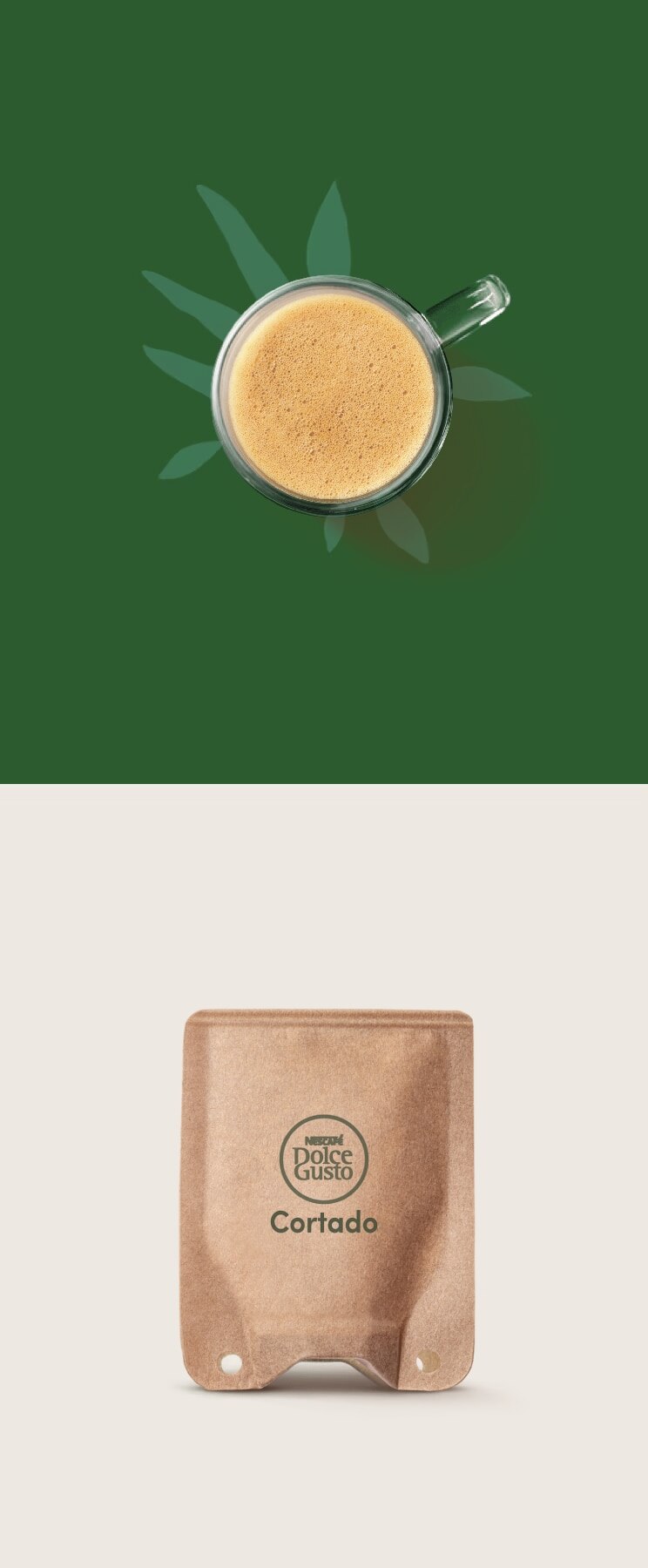 Imagen de una taza de caf&eacute; y del sobre de caf&eacute; NEO Cortado