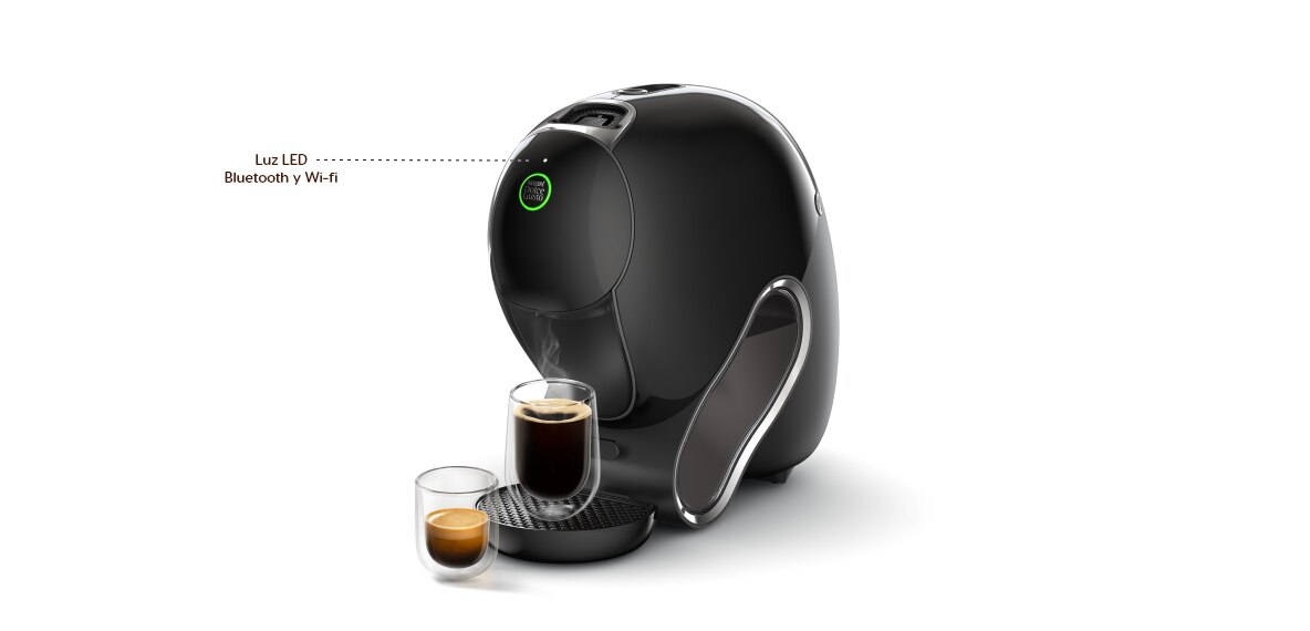 LED Wi‑Fi y Bluetooth en la parte superior.