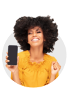 Chica con un teléfono móvil en la mano