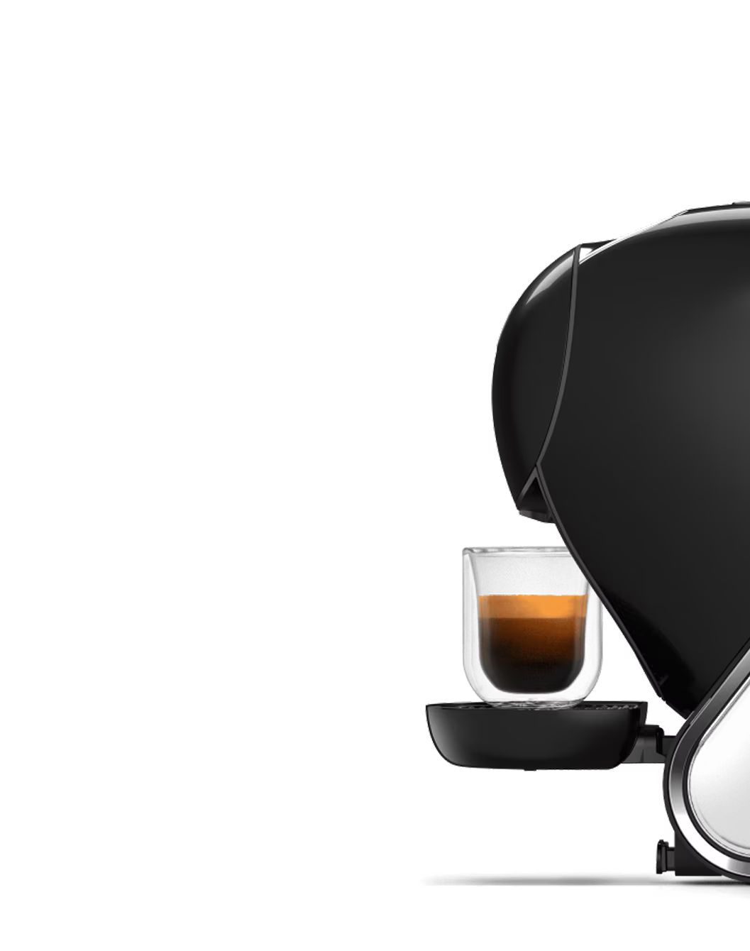 Comparativa entre una cafetera NEO Latte blanca y una cafetera NEO Caffè negra. El dedo de un alienígena duda entre las dos.